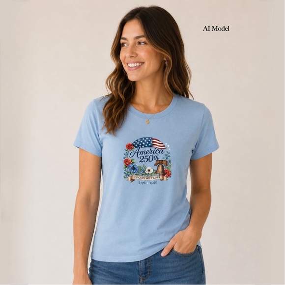 Gildan Tops - America 250th Light Blue Graphic Tee